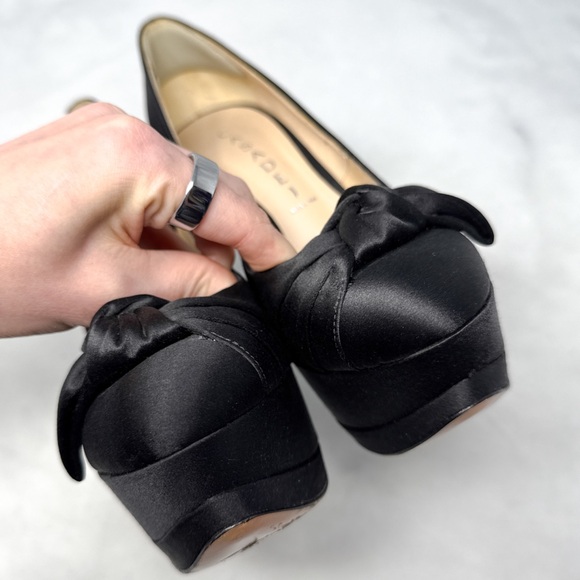 CASADEI Silk Satin Knot Bow Chunky Platform Stiletto Pumps High Heels Black 6 - Picture 5 of 15